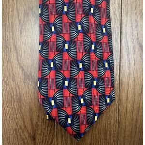 Robert Talbott Studio Tie Mens Extra Long Silk Necktie‎ Red Geometric NWT